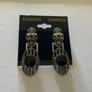925, Onix And Marcasite Earrings